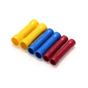 BV 1.25 2 5.5 8 14 22 38 Insulated Straight Wire Butt Connector Crimp Terminals Tin Plating Copper Terminal PVC Insulation