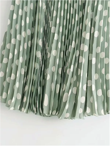 <span class=keywords><strong>Gonna</strong></span> di Chiffon lunga personalizzata all'ingrosso per le donne Casual al ginocchio signora <span class=keywords><strong>gonna</strong></span> di lino con Design a pieghe Spot e decorazione di stampa