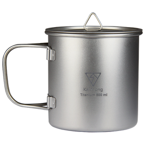 แก้วไทเทเนียมแบบพับได้ ขนาด 500 มล. ลายทราย น้ำหนักเบา เป็นมิตรกับสิ่งแวดล้อม ชั้นเดียว พร้อมฝาปิด เหมาะสำหรับตั้งแคมป์ เดินป่า กิจกรรมกลางแจ้ง สไตล์คลาสสิก - Product Image 2