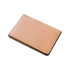 Bifold Type High Grade Vegetable Tanned Leather Card Holder Wallet For Gift