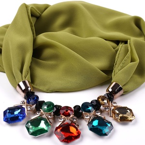 Plain Color Necklace Muslim Hijab <strong>Scarf</strong> <strong>Infinity</strong> Chiffon Pendant Jewelry <strong>Scarf</strong> for Ladies - Product Image 5