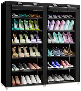 Portable Porte-Chaussures Double Rangée Étagère À Chaussures recouvert de Tissu Non-Tissé Étagère - Product Image 1