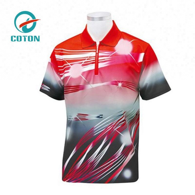 Высокое качество с короткими рукавами на молнии во всю длину индивидуальный дизайн логотипа дротиков Поло рубашка