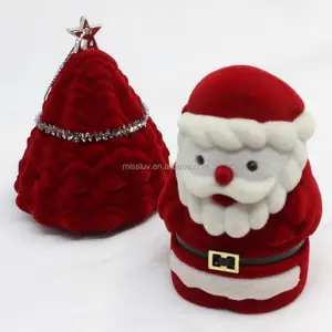 christmas tree shaped stand box ring necklace jewelry christmas tree velvet box for merry christmas