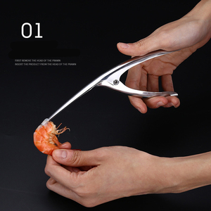 OEM gamberetti pelapatate in acciaio inox frutti di mare strumenti di cottura creativa comoda buccia di gamberetti - Product Image 3