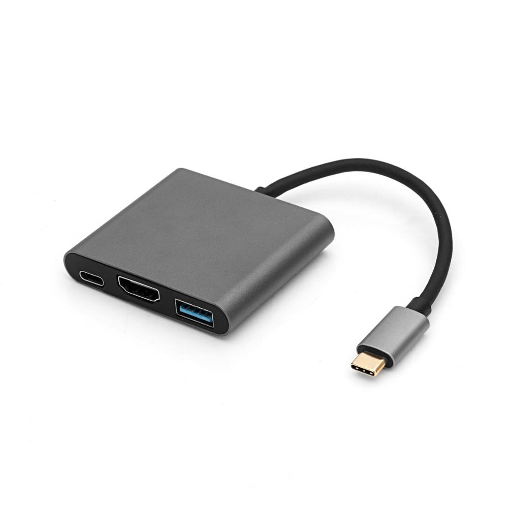 3 в 1, кабель-адаптер с портом Type C на HDMI + USB3.0A + Тип C