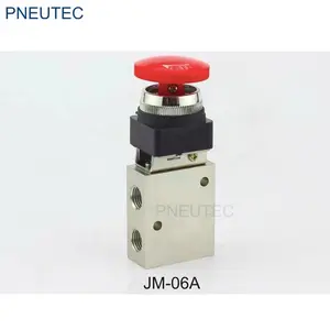 JM Series 3 way stop type machine control valves Pneumatic Machinery Valve with Plat Round Button