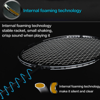 Raquette de badminton professionnelle WHIZZ TI-N Max Tension 32lbs entièrement en carbone nano-fibre