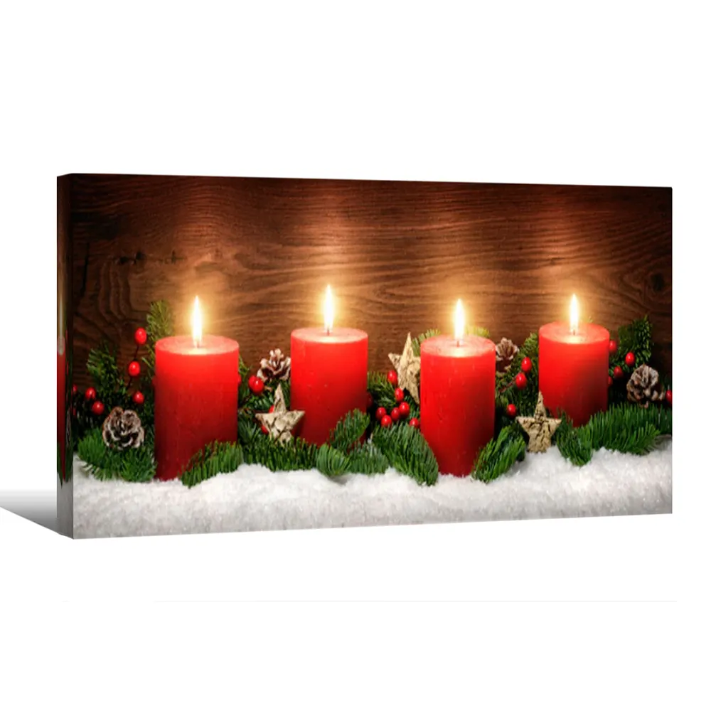 Quadros modernos de neve, quadros de arte de parede com luz led, decoração de casa, pintura de tela