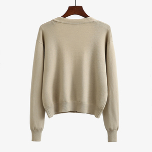 <span class=keywords><strong>Cardigan</strong></span> court en tricot à manches longues ouvert sur le devant pour femme, style coréen, à col en V, en tricot, pull personnalisé pour femmes - Product Image 3