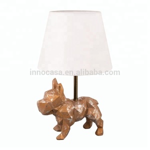 OEM Indoor Modern White Fabric Shade Wood Pattern 3D Dog Animal Light <strong>Decoration</strong> <strong>Table</strong> <strong>Lamp</strong> Lighting - Product Image 2