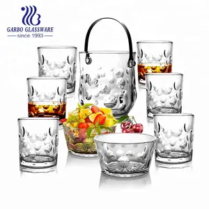 9pcs HOT SALE NEW glassware set Diwali glass ice bucket and salad bowl set