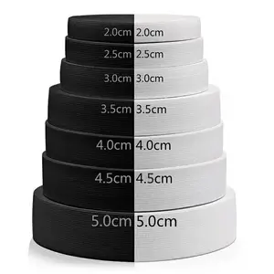 10mm-70mm सफेद काले रंग के लिए पॉलिएस्टर लोचदार कमरबंद थोक कस्टम बुना हुआ लोचदार बैंड परिधान