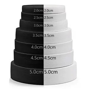 10Mm-70Mm Wit Zwart Kleur Polyester Elastische Tailleband Groothandel Custom Gebreide Elastische Banden Voor Kleding