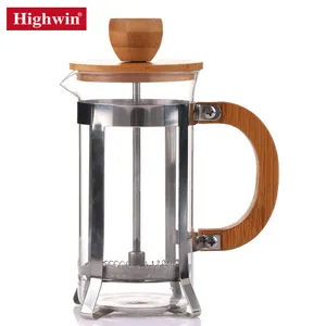 Highwin 8 Tasse Boro silikat glas Edelstahl Bambus deckel French Coffee Press