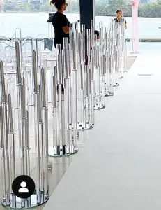 100cm結婚式セットクリスタル10アーム燭台ガラスシリンダーキャンドルホルダー