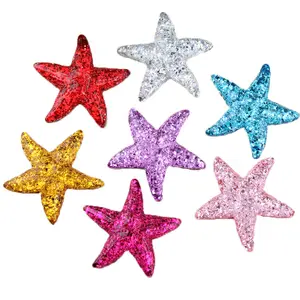 Hot Sale 44mm Colorful Flat Back Sea Star Starfish Resin Seashell Cabochons for Phone Decoration