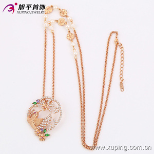 42856 Yeni Kuş Tasarım Iyi Görünümlü Toptan Gül Moda Kristal Kolye - Product Image 3