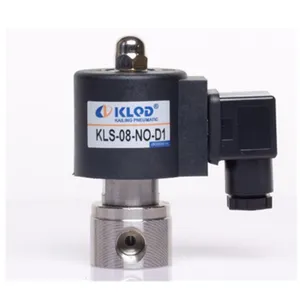 Válvula Solenoide de alta presión de sellado PTFE de acero inoxidable de acción directa, normalmente abierta, serie KLS