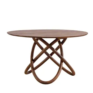 新品餐厅家具木制餐桌4把椅子套装灰实木圆形餐桌