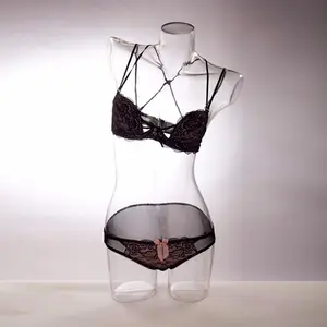 female pc lingerie transparent underwear plastic half body torso mannequin torso bust transparent