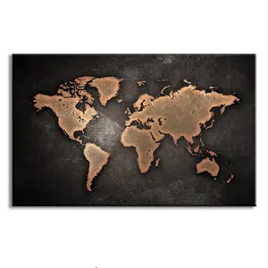 1ピース/セット巨大な黒い世界地図の絵画がキャンバスに印刷HD抽象的な世界地図キャンバスの絵画オフィスの壁の芸術家の装飾