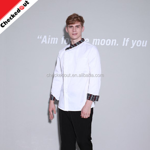 De haute qualité à manches longues blanc poche unique chef uniforme mode vêtements de <span class=keywords><strong>cuisine</strong></span> de <span class=keywords><strong>cuisine</strong></span> - Product Image 1