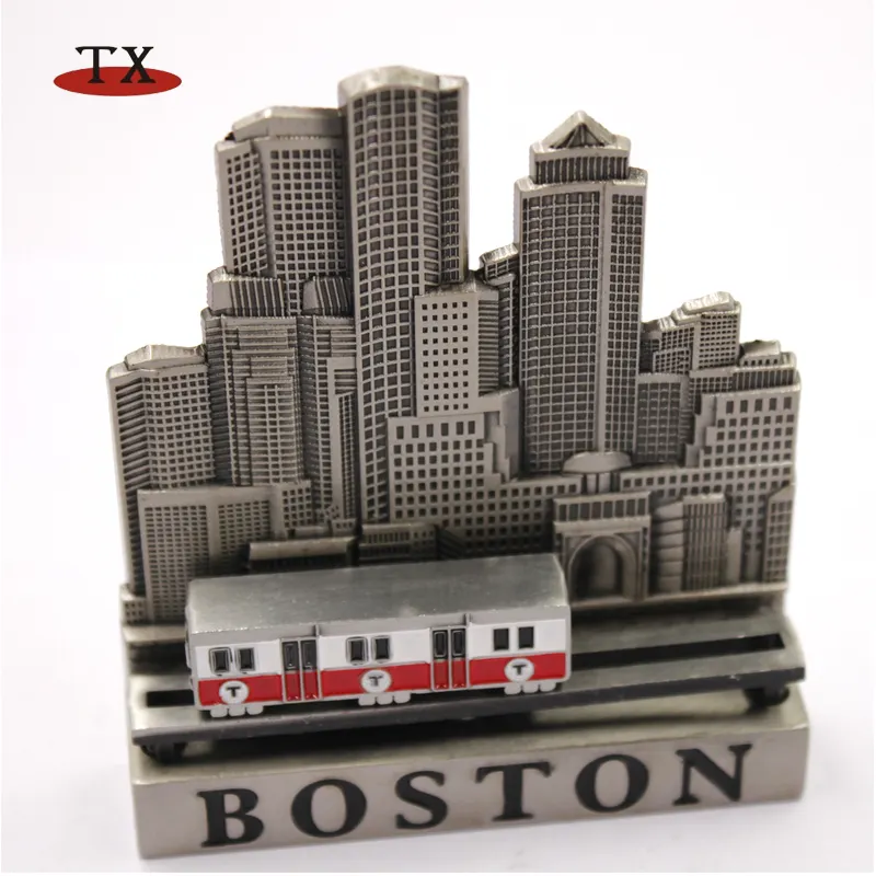 USA Boston city 3D sculpture building tourist souvenir slide train slider fridge magnet