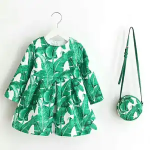 Fantaisie Bébé Fille Robe À Manches Longues Imprimée Avec Sac À Main L-391