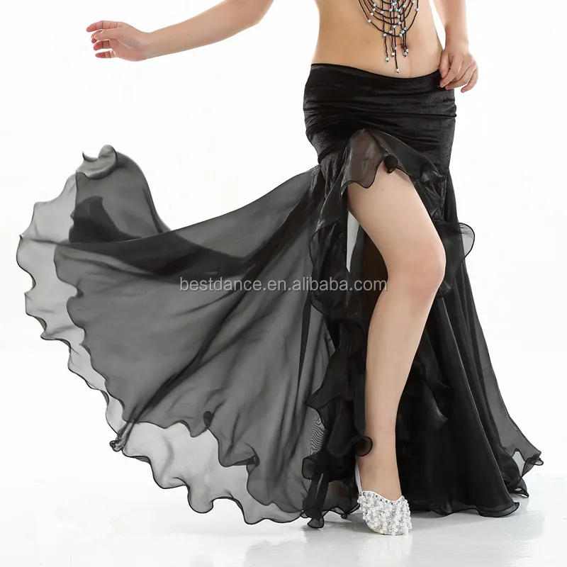 BestDance Performance Belly Dance Costume Slit Long Skirt Dress Tight Hip Style Skirt