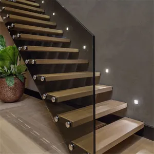 Schwimmende Treppe Marmor gehärtetes Glas Zaun Holz profil Gerade Treppe Wie Schwarze Treppe Holz, Edelstahl Modern