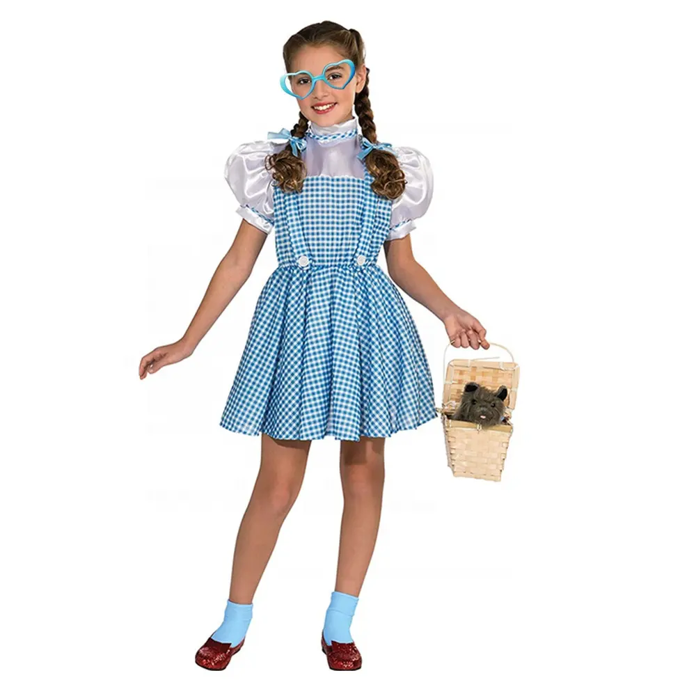 Commercio all'ingrosso bella bambini costume di carnevale ragazza mago di Oz dolce costume di dorley