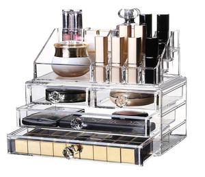Acrylic Clear Make up Organiser Cosmetic Storage <strong>Box</strong> Display Makeup Case, 20 Sections with 4 Drawers, Diamond Drawer Handle - Product Image 3