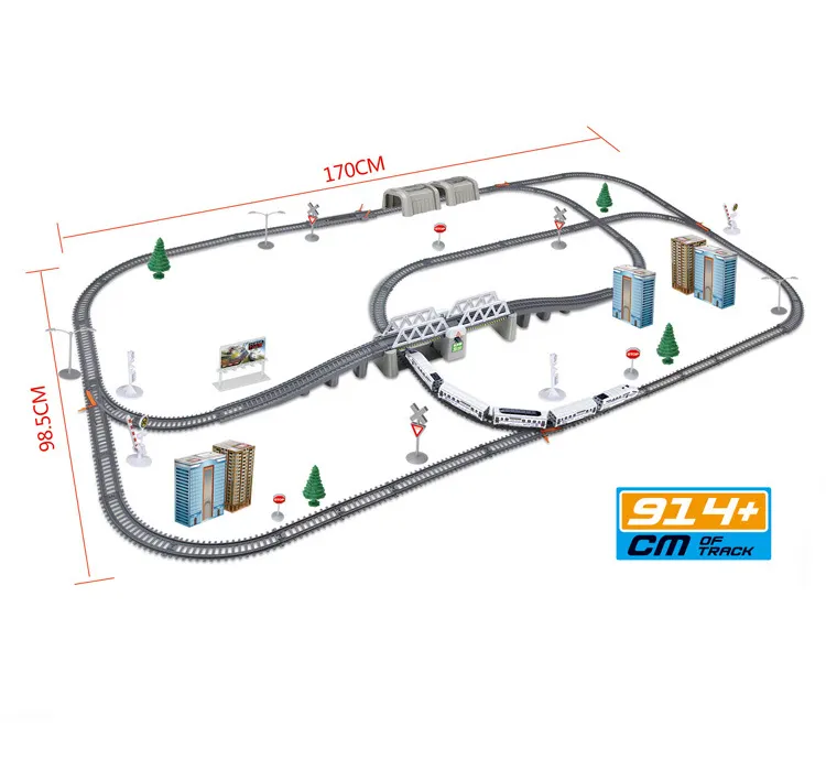 DWI DowellinDIY電子自動車玩具914CM列車玩具セットトラックブリッジ付き