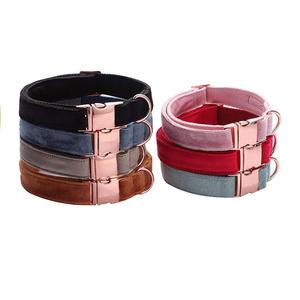 Oem Verstelbare Luxe Zachte Fluwelen Kat Halsband En Riem Set Custom Comfort Katoen Singels Rose <span class=keywords><strong>Gold</strong></span> Metalen Gesp - Product Image 2