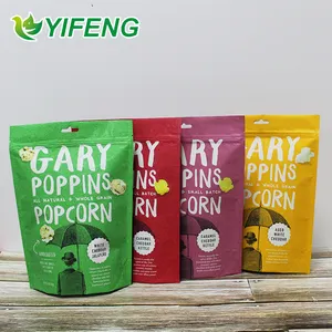 Microwave Popcorn Bags Microwave Paper Mini Sealable Resealable Stand Up Pouch Digital Printed Food Grade Popcorn Packaging Bag