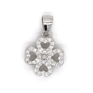 Tùy Chỉnh Clover Vàng Thép Không Gỉ Necklace, Bất Bạc Bốn Lá Clover Pendant Necklace Hình Ảnh