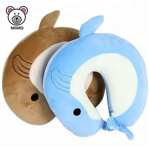 Juguete de Peluche de Delfín, Almohada de Viaje Súper Suave con Soporte para Cuello y Cabeza, Cojín de Masaje, Lindo Animal de Peluche para Niños, Almohada de Viaje en Forma de U para el Cuello - Product Image 1