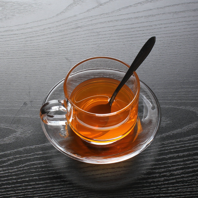 Fashion Style Modern Soda Lime Large Glass Coffee Tea Cup Sets with Saucer