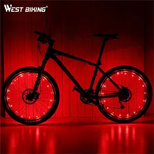 WEST BIKING Lampu Sepeda Gunung Tahan Air 18 LED, Lampu Jeruji Roda Sepeda Pengisian Daya USB 2.2M, Lampu Sepeda Jalan Bersepeda, Lampu 1 Buah