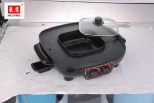 Marble Coating <strong>Electric</strong> Bbq <strong>Grill</strong> with Hot Pot <strong>Multifunction</strong> <strong>Electric</strong> Griddle and Hot Pot with Divider 2 in 1 - Product Image 3