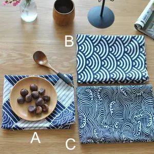 40*70 cm Sector Plaid Zee Golven Japanse Stijl stof Mat Servet Dessert Servetten katoenen Theedoeken Keuken placemats