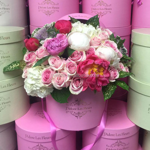 High quality paper flowers box Large cardboard round box for rose flower packing