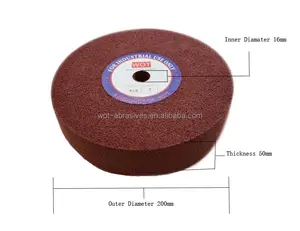 8 "x 2" 7 P/U3 Maroon Màu Mài Mòn Không Dệt Nylon Wheel Đánh Bóng Đối Với Thép Không Gỉ