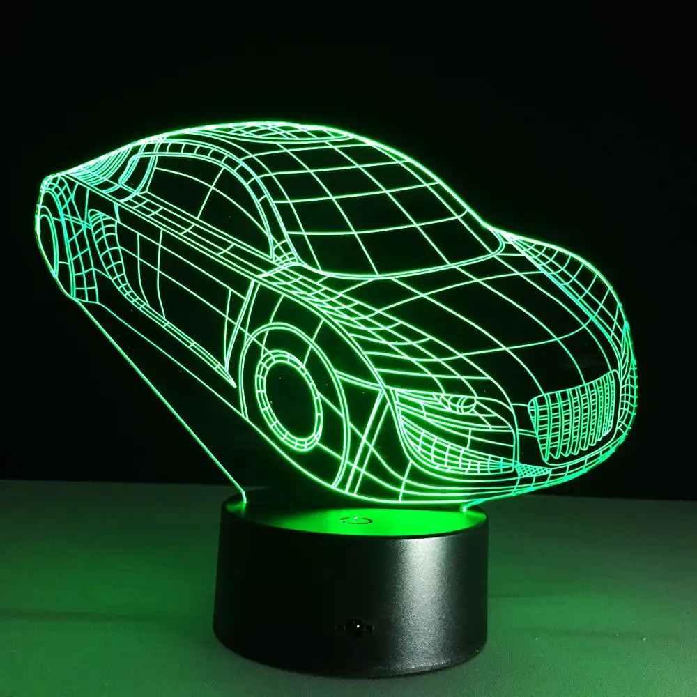 3D Decoมอเตอร์รถยนต์รูปร่างชาร์จUSB Touch Switchโคมไฟเด็กที่มีสีสันNight Light