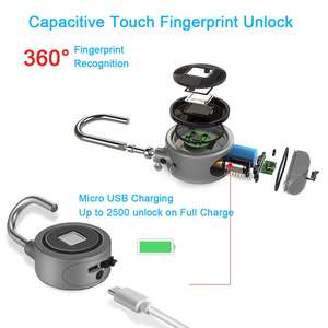 एप्लिकेशन BLE जिम ताला यूएसबी रिचार्जेबल थंबप्रिंट ताला छोटे इलेक्ट्रॉनिक फिंगरप्रिंट ताला - Product Image 4
