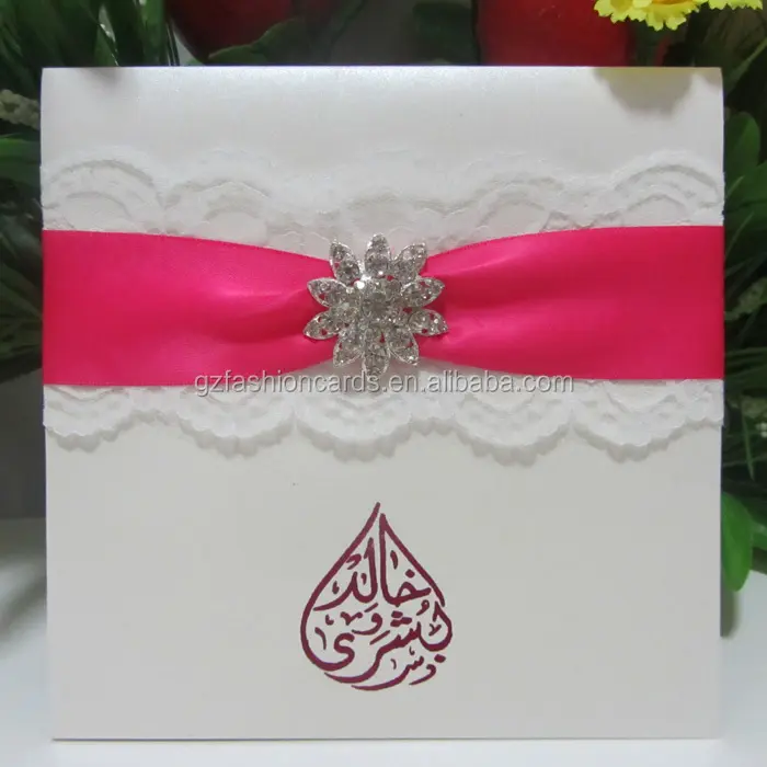 Arabische Nieuwe Ontwerp Handgemaakte Kant Bruiloft Uitnodigingskaart Aangepaste Verjaardag Uitnodigingskaarten