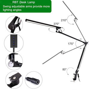 Lampe de table à bras articulé flexible et simple pour le soin des yeux, avec variateur de luminosité CC, 4 modes de couleur, pince de fixation sur le bureau - Product Image 5