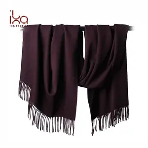 Wholesale No MOQ Women 10 cm Long Tassel One Color 100% Wool Poncho Shawl Scarf