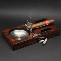 Glossy Hoàn Thiện Gỗ Cigar Gạt Tàn Với Cutter Và Puncher Cigar Gạt Tàn Và Cutter Gạt Tàn